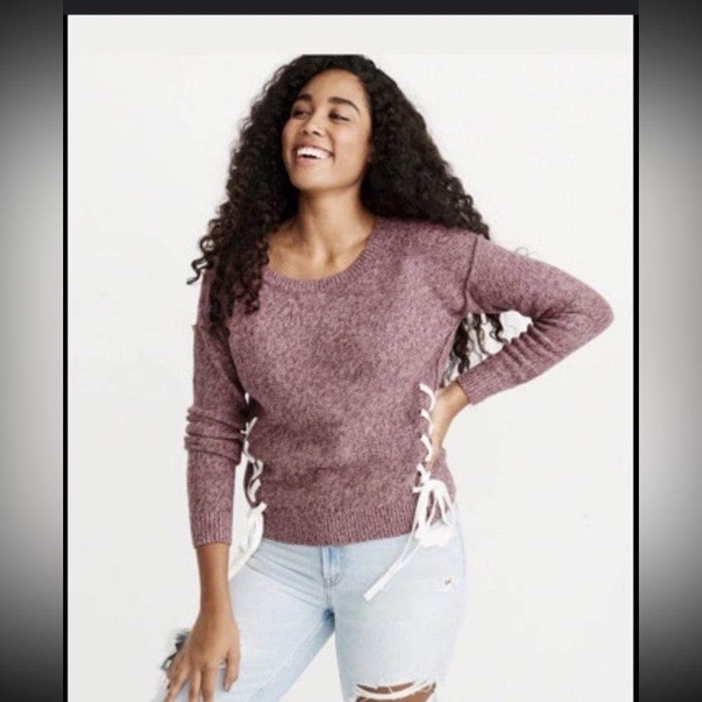 Abercrombie & Fitch Crewneck Lace Up Side Knit Sweater Small
